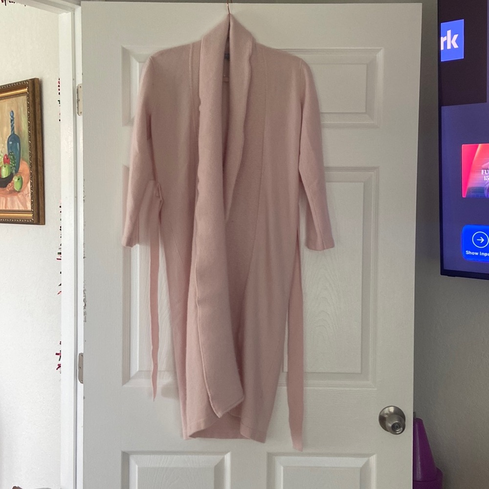 Neiman Marcus pink cashmere cardigan duster.